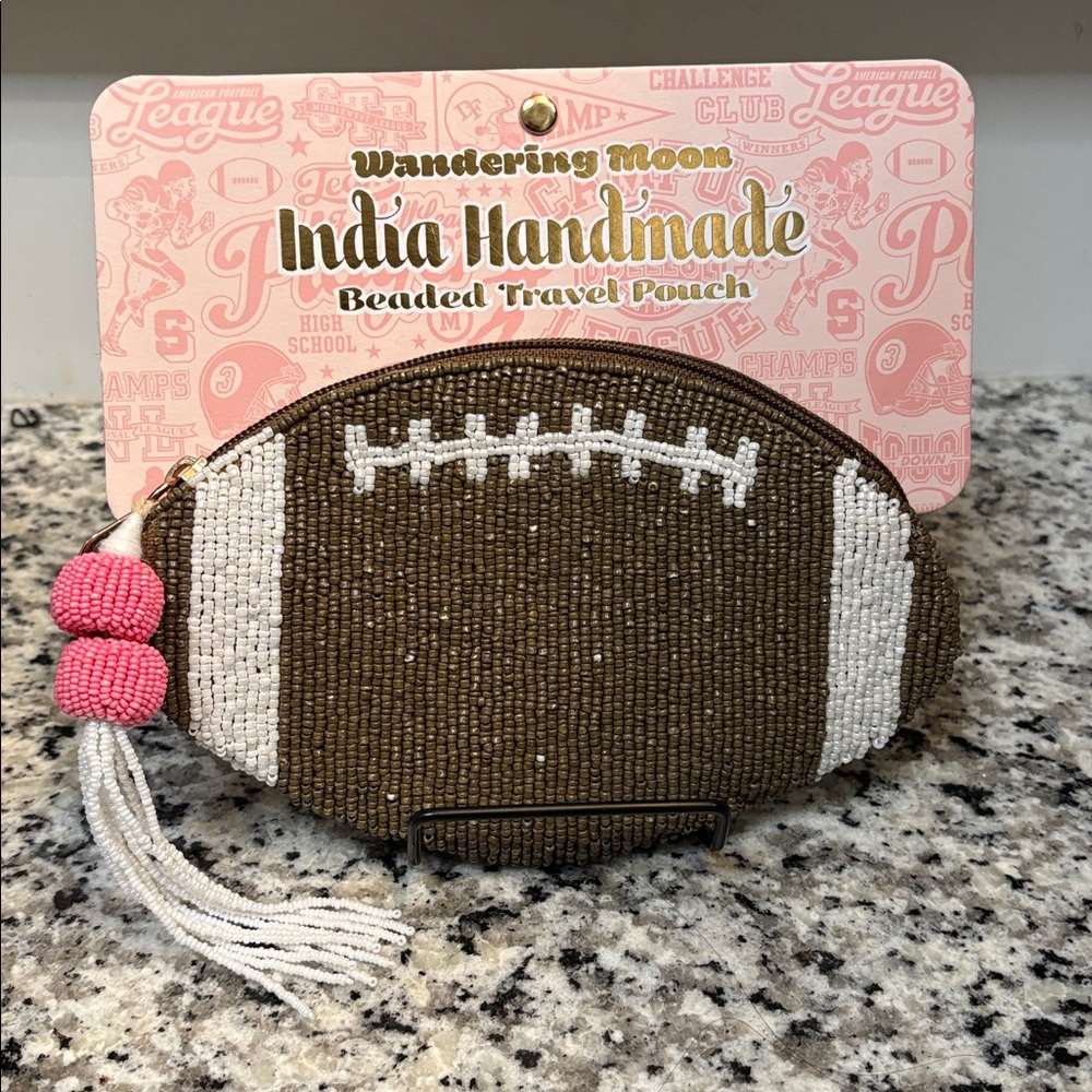 NWT Beaded Football Travel Pouch